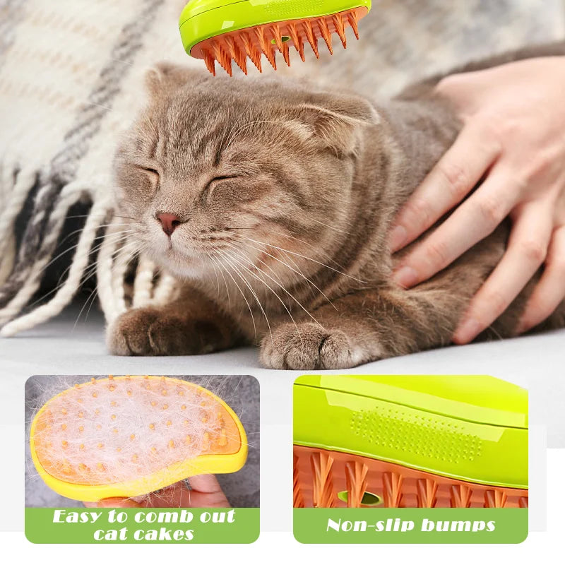 Electric Steam Pet Grooming Brush – Detangler & Massage Tool for Dogs & Cats