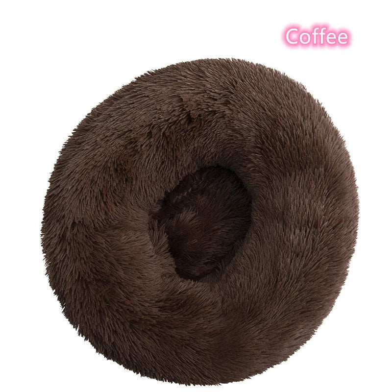 Ultra-Soft Plush Donut Cat Bed – Washable & Calming Pet Sleeping Nest for Cats & Small Dogs