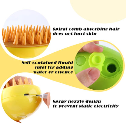 Electric Steam Pet Grooming Brush – Detangler & Massage Tool for Dogs & Cats