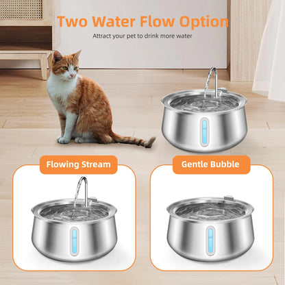 4L Stainless Steel Pet Water Fountain – Ultra-Quiet Automatic Dispenser for Cats & Dogs