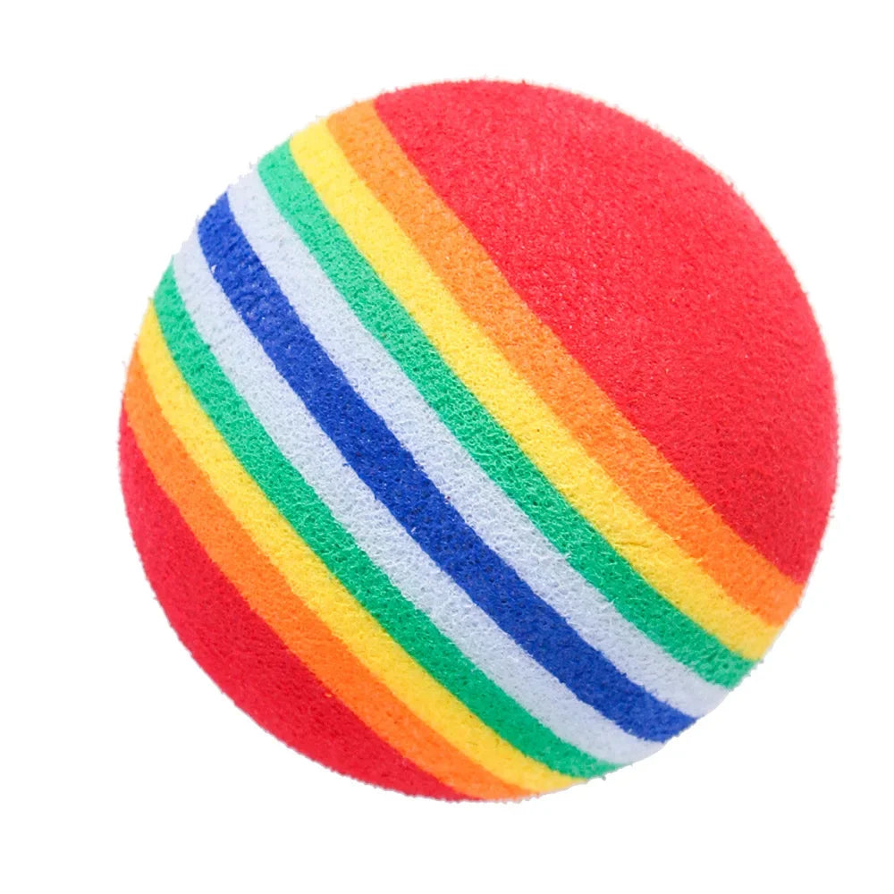 Rainbow EVA Cat Toy Balls – Interactive Chewing & Rattle Play Balls for Cats & Dogs