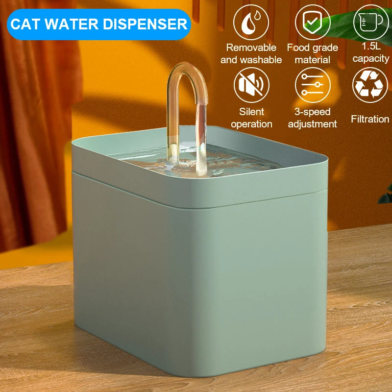 1.5L Automatic Cat Water Fountain – USB Silent Pet Drinking Dispenser with Filter