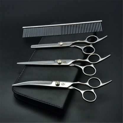 7'' Professional Dog Grooming Scissors Hair Cutting Shears Curved Thinning Comb Cat Pet Salon Hairdressing Japan Steel Z4001