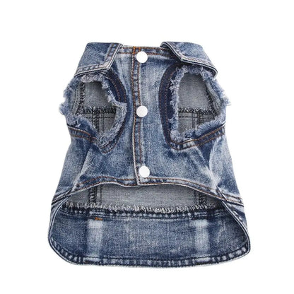 Stylish Denim Jacket for Dogs & Cats – Towable Jean Vest for Small Pets