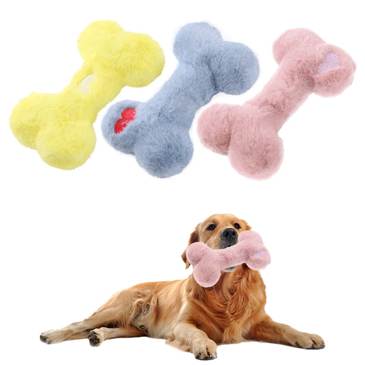 Plush Squeaky Love Bone Dog Toy – Bite-Resistant & Interactive Chew Toy for Puppies & Dogs