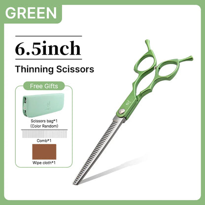 6.5'' Professional Pet Grooming Scissors – Curved & Thinning Shears Set