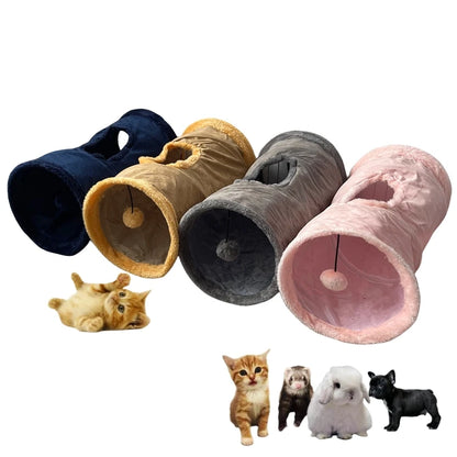 Collapsible Suede Cat Tunnel – Interactive Hide & Play Toy for Kittens, Puppies & Rabbits