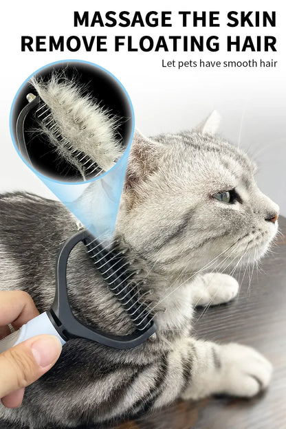 Double-Sided Pet Knot Cutter & Shedding Brush – Safe Detangling for Dogs & Cats