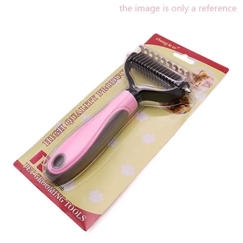 Double-Sided Pet Knot Cutter & Shedding Brush – Safe Detangling for Dogs & Cats